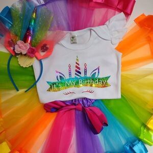 Rainbow unicorn birthday outfit